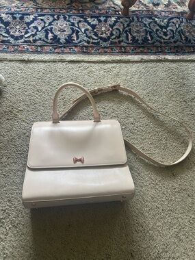 Ted Baker London Cream/Pale Pink Top-Handle Satchel with Bow